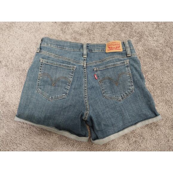 Levi Strauss & Co Womens Size 28 Mid Length Stretch Medium Wash Jean Shorts - Picture 2 of 3